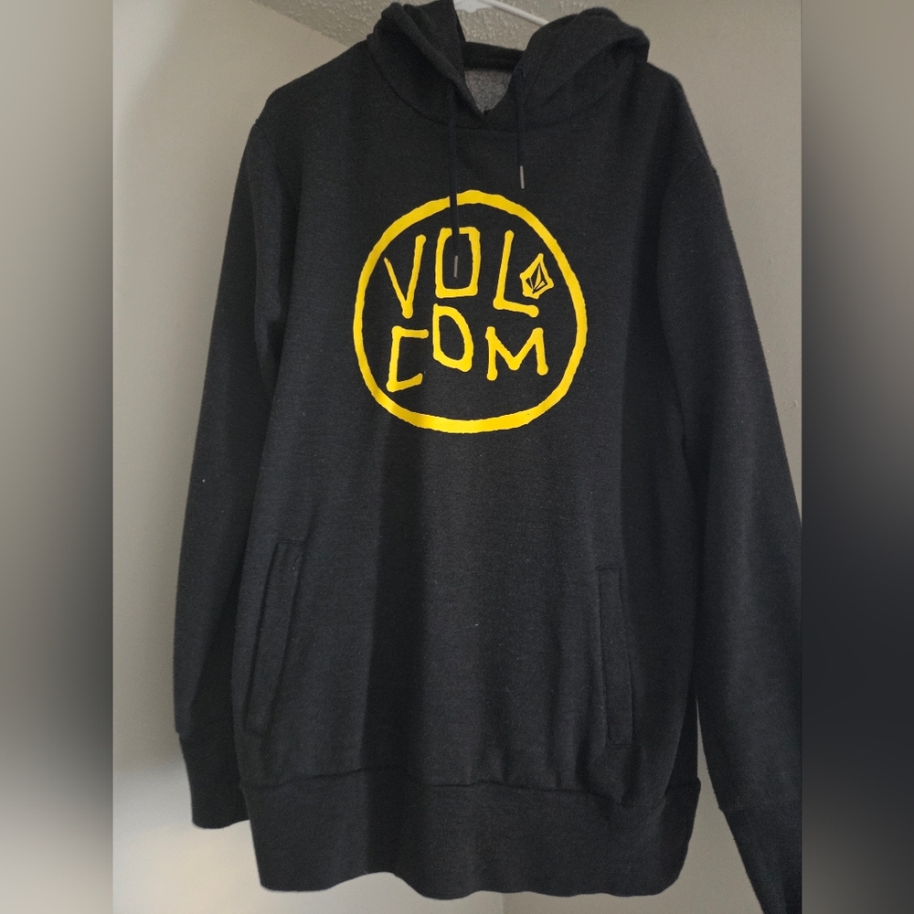 Volcom Men's Black Sweater with Yellow Logo